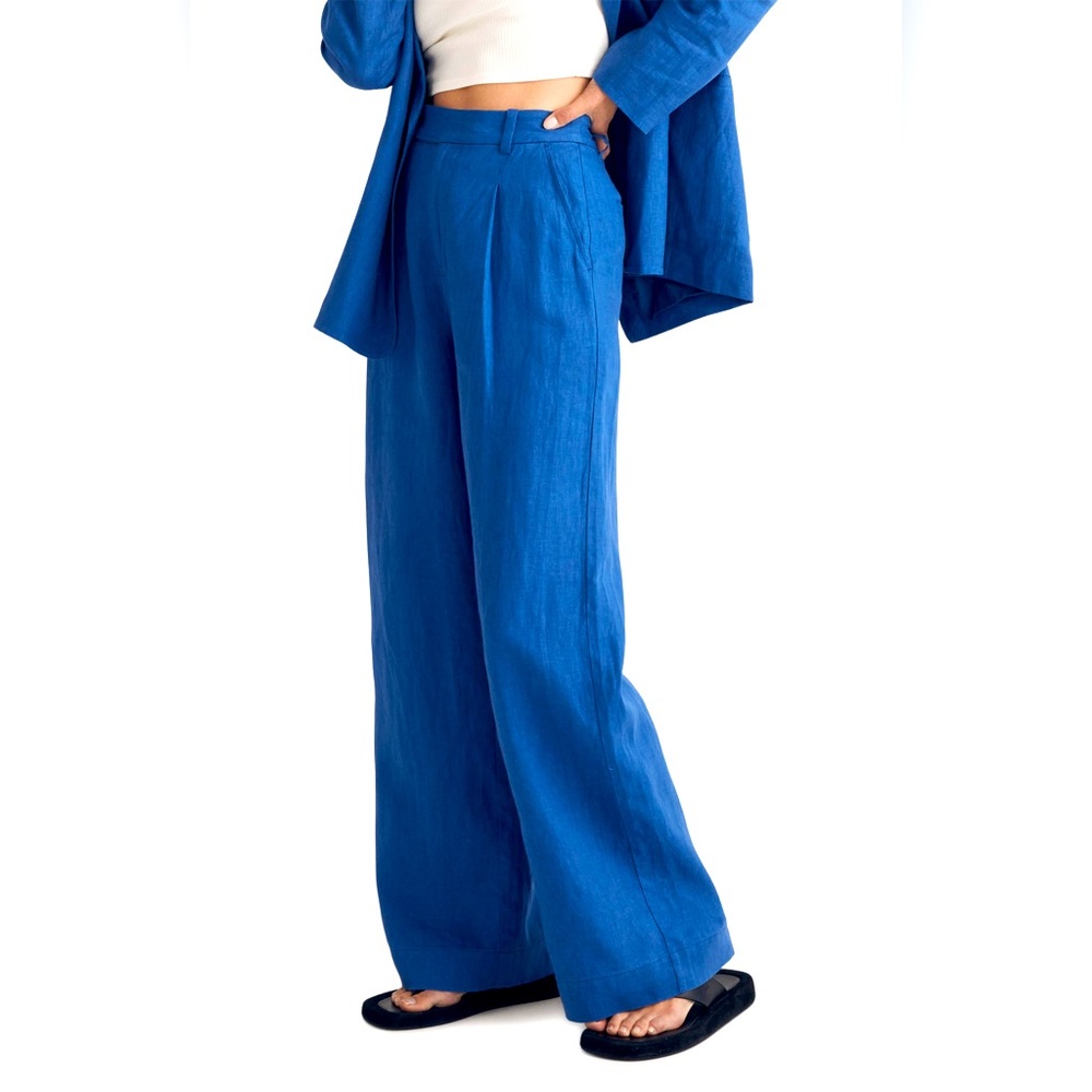 (NWT) Madewell The Harlow Wide Leg Linen Pants Size 8 In Blue! 💙